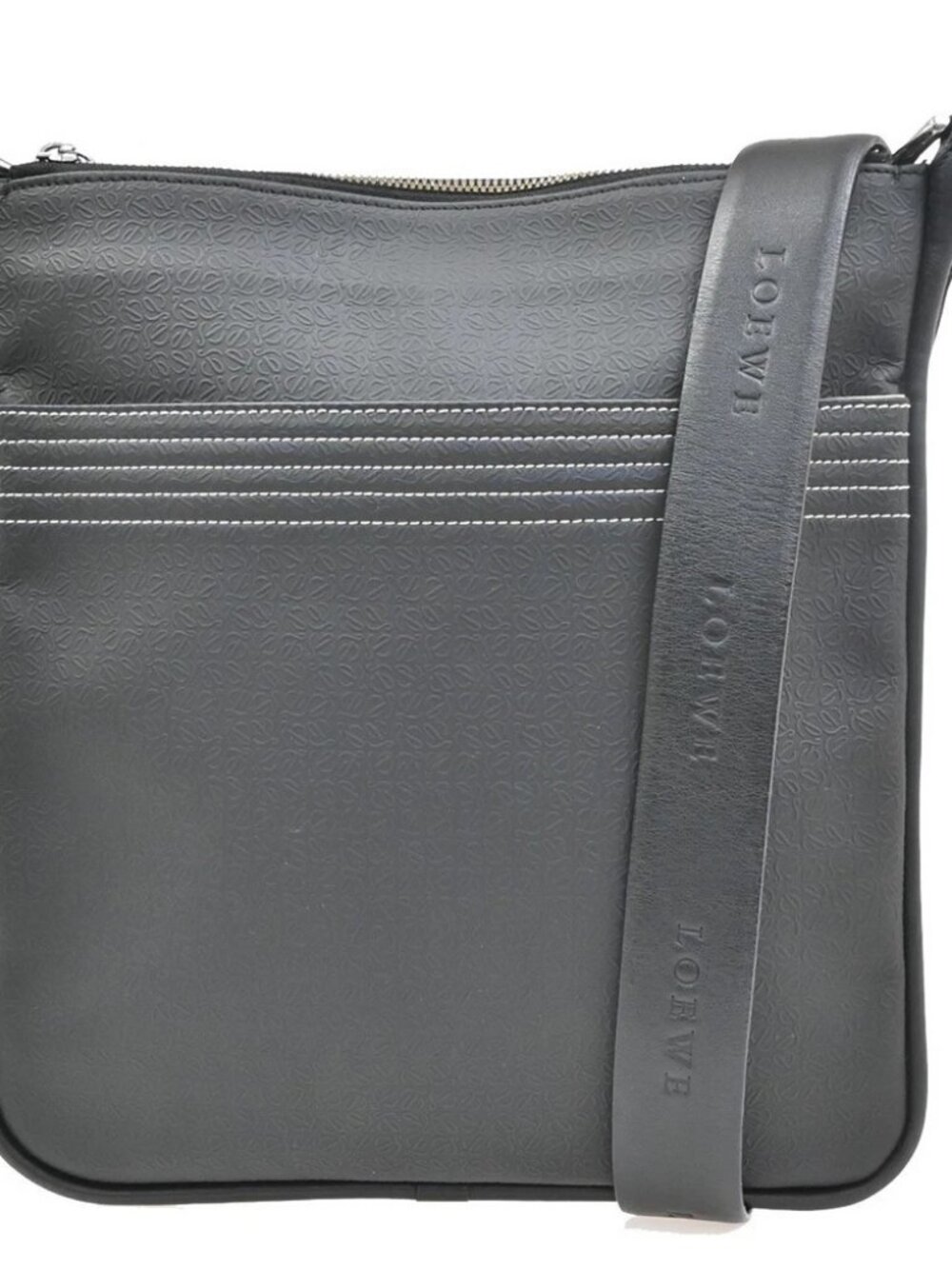 LOEWE Logo Repeat Anagram Shoulder Bag PVC Leather Black SHW Spain 32MA691